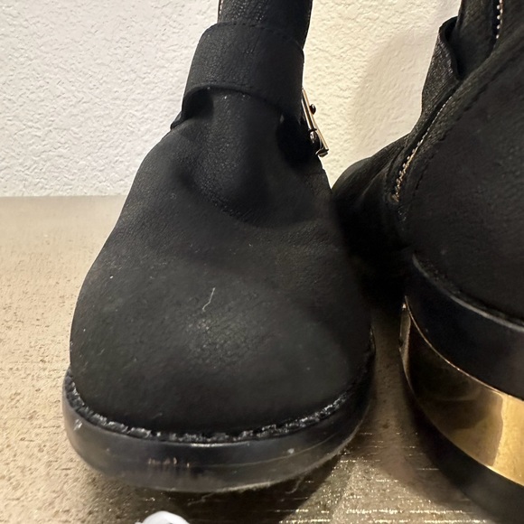 Women’s Black Mid-Calf Leather Biker Boots - Picture 10 of 12